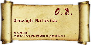 Országh Malakiás névjegykártya